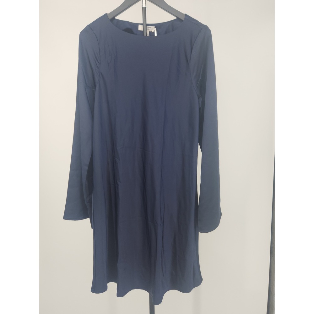 Old Navy The Occasion Navy Blue Satin Long Sleeve Shift Dress Large Tall NWT